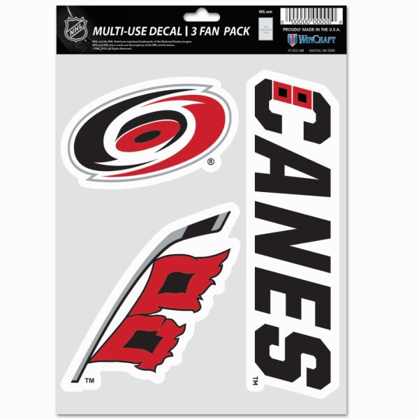 Samolepky Carolina Hurricanes Wincraft NHL Multi-Use 3 Fan Pack