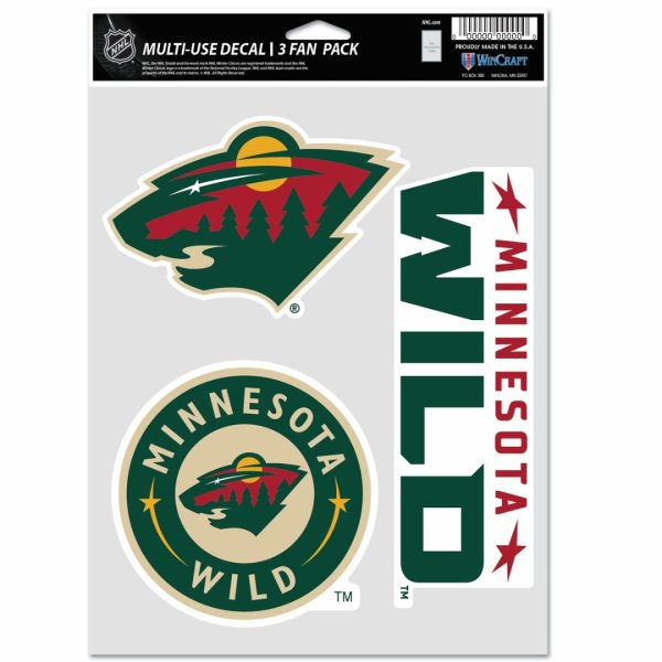 Samolepky Minnesota Wild WinCraft NHL Multi Use 3 Fan Pack